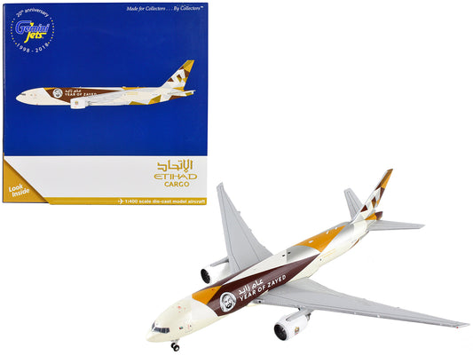 Boeing 777F Commercial Aircraft "Etihad Cargo - Year of Zayed" White with Graphics 1/400 Diecast Model Airplane