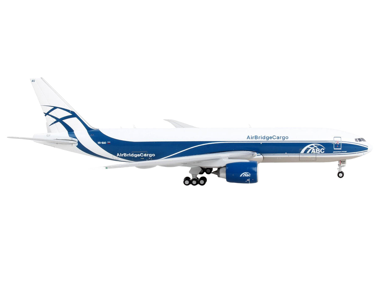 Boeing 777F Commercial Aircraft "AirBridgeCargo" White with Blue Stripes 1/400 Diecast Model Airplane