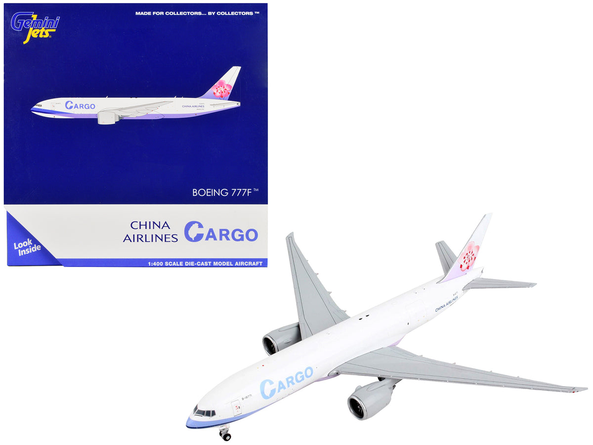 Boeing 777F Commercial Aircraft "China Airlines Cargo" White with Purple Stripes and Tail 1/400 Diecast Model Airplane