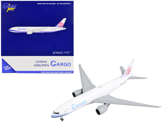 Boeing 777F Commercial Aircraft "China Airlines Cargo" White with Purple Stripes and Tail 1/400 Diecast Model Airplane