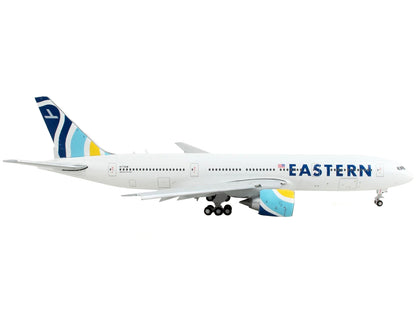 Boeing 777-200ER Commercial Aircraft with Flaps Down "Eastern Air Lines" White with Striped Tail 1/400 Diecast Model Airplane