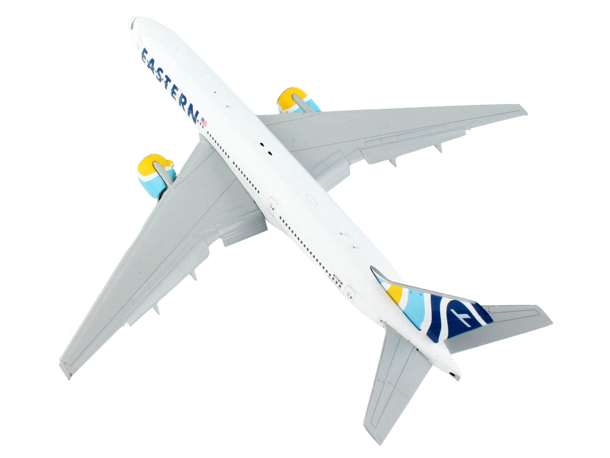 Boeing 777-200ER Commercial Aircraft with Flaps Down "Eastern Air Lines" White with Striped Tail 1/400 Diecast Model Airplane