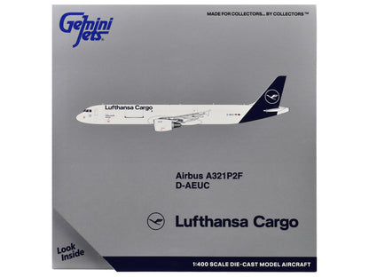 Airbus A321P2F Commercial Aircraft "Lufthansa Cargo" (D-AEUC) White with Blue Tail 1/400 Diecast Model Airplane