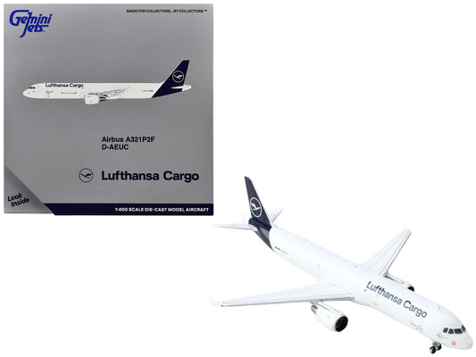 Airbus A321P2F Commercial Aircraft "Lufthansa Cargo" (D-AEUC) White with Blue Tail 1/400 Diecast Model Airplane