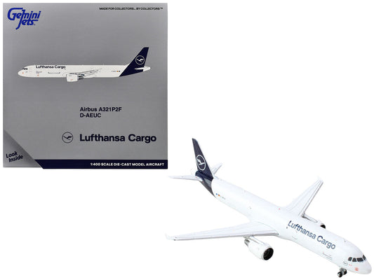Airbus A321P2F Commercial Aircraft "Lufthansa Cargo" (D-AEUC) White with Blue Tail 1/400 Diecast Model Airplane