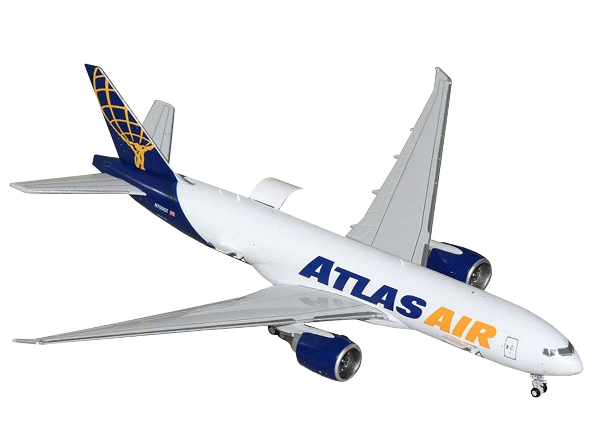 Boeing 777-200LRF Commercial Aircraft "Atlas Air" (N703GT) White with Blue Tail "Interactive Series" 1/400 Diecast Model Airplane