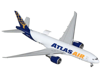 Boeing 777-200LRF Commercial Aircraft "Atlas Air" (N703GT) White with Blue Tail "Interactive Series" 1/400 Diecast Model Airplane