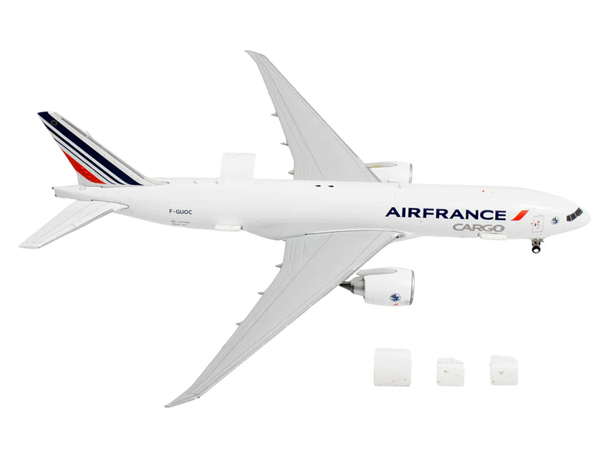 Boeing 777F Commercial Aircraft "Air France Cargo" (F-GUOC) White with Red and Blue Striped Tail "Interactive Series" 1/400 Diecast Model Airplane