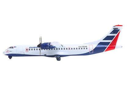 ATR 72-200 Commercial Aircraft "Cubana Airlines" (CU-T1548) White with Red and Blue Stripes 1/400 Diecast Model Airplane