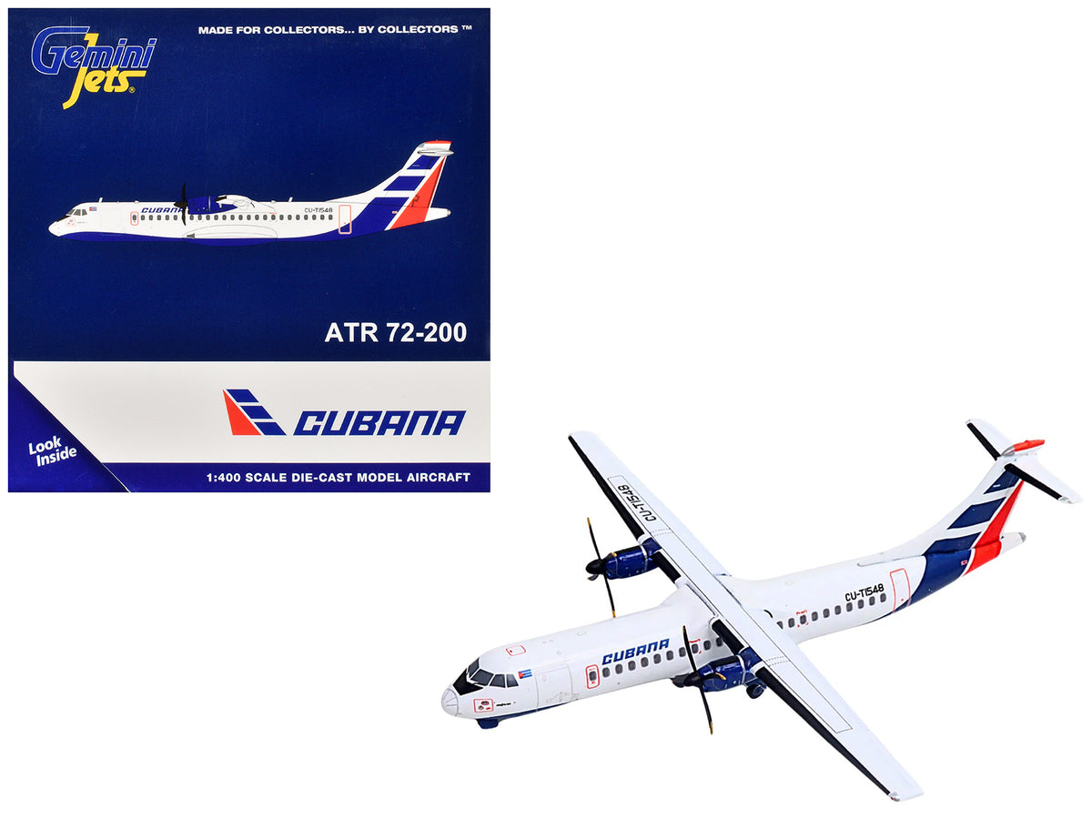 ATR 72-200 Commercial Aircraft "Cubana Airlines" (CU-T1548) White with Red and Blue Stripes 1/400 Diecast Model Airplane