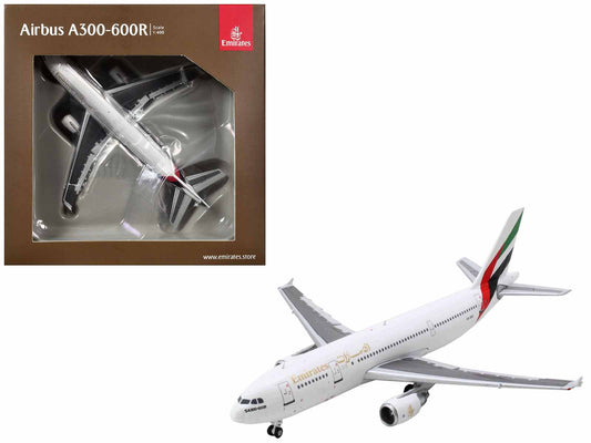 Airbus A300-600R Commercial Aircraft "Emirates Airlines" (A6-EKC) White with Striped Tail 1/400 Diecast Model Airplane