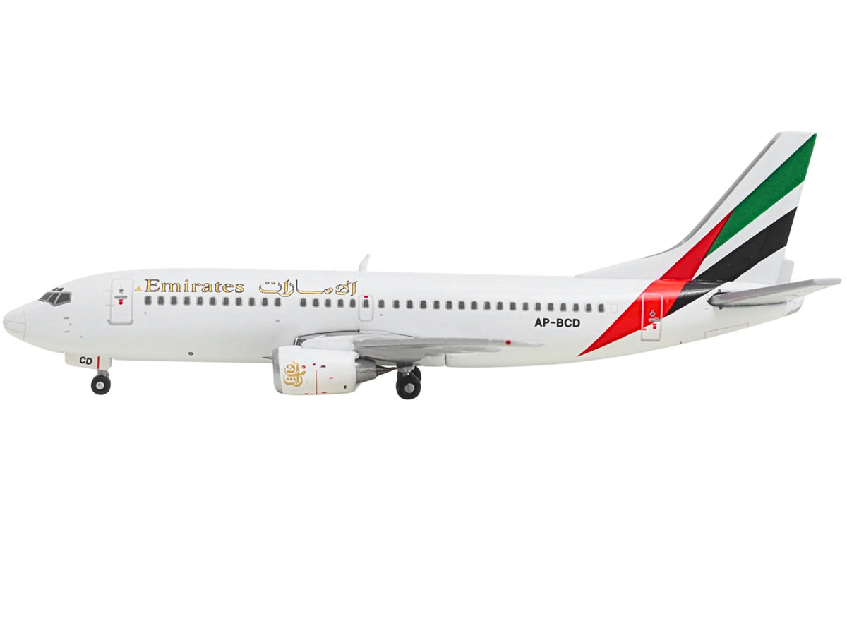 Boeing 737-300 Commercial Aircraft "Emirates Airlines" (AP-BCD) White with Striped Tail 1/400 Diecast Model