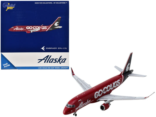 Embraer ERJ-175 Commercial Aircraft "Alaska Airlines/Horizon - Washington State Cougars" (N661QX) Red with Gray Tail 1/400 Diecast Model Airplane