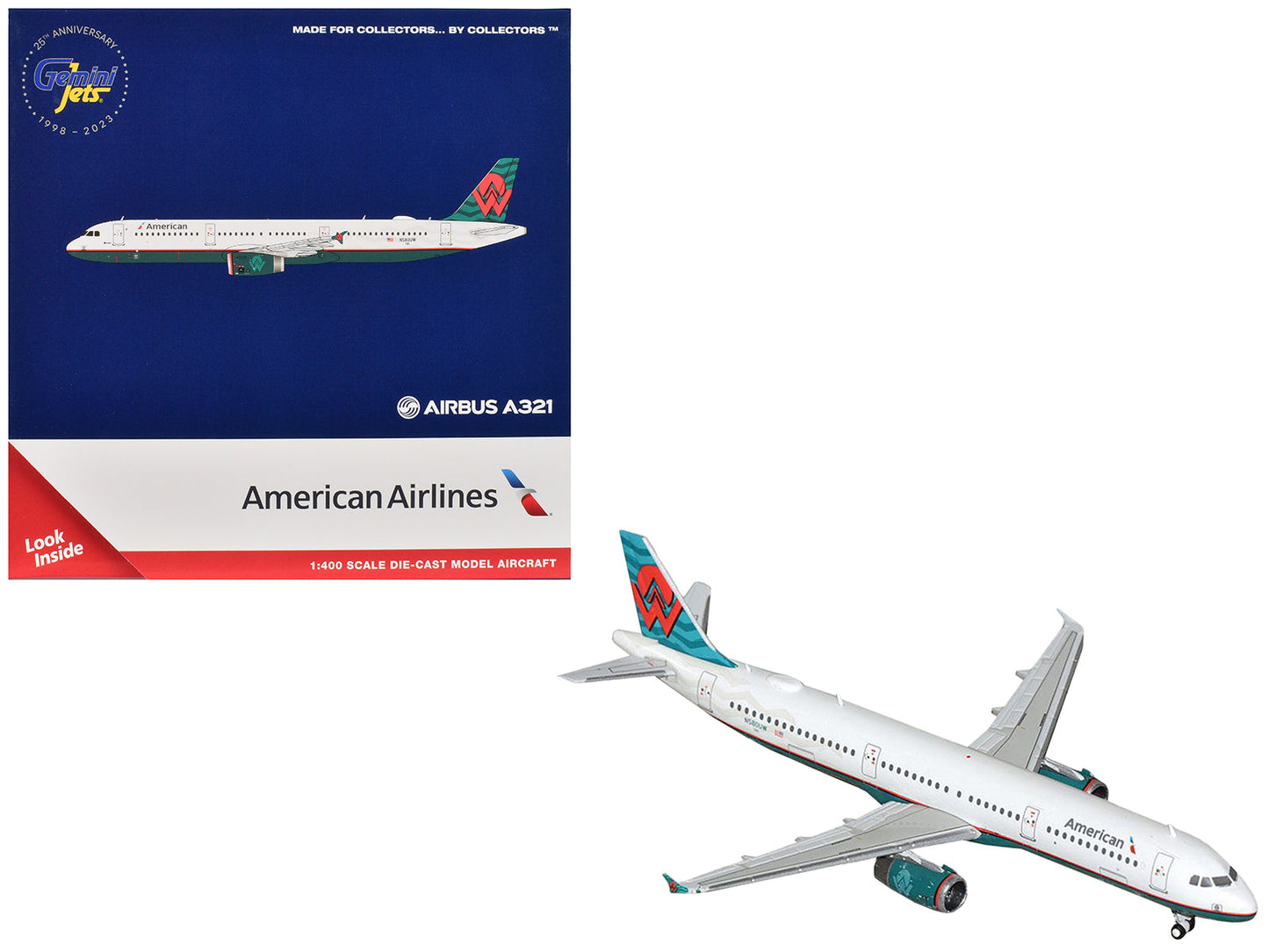 Airbus A321 Commercial Aircraft "American Airlines - America West Heritage Jet" (N580UW) White with Tail Graphics 1/400 Diecast Model Airplane