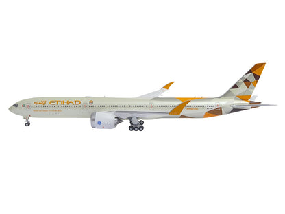 Boeing 777-9 Commercial Aircraft "Etihad Airways" (A6-FAA) Beige with Tail Graphics 1/400 Diecast Model Airplane