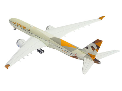 Boeing 777-9 Commercial Aircraft "Etihad Airways" (A6-FAA) Beige with Tail Graphics 1/400 Diecast Model Airplane