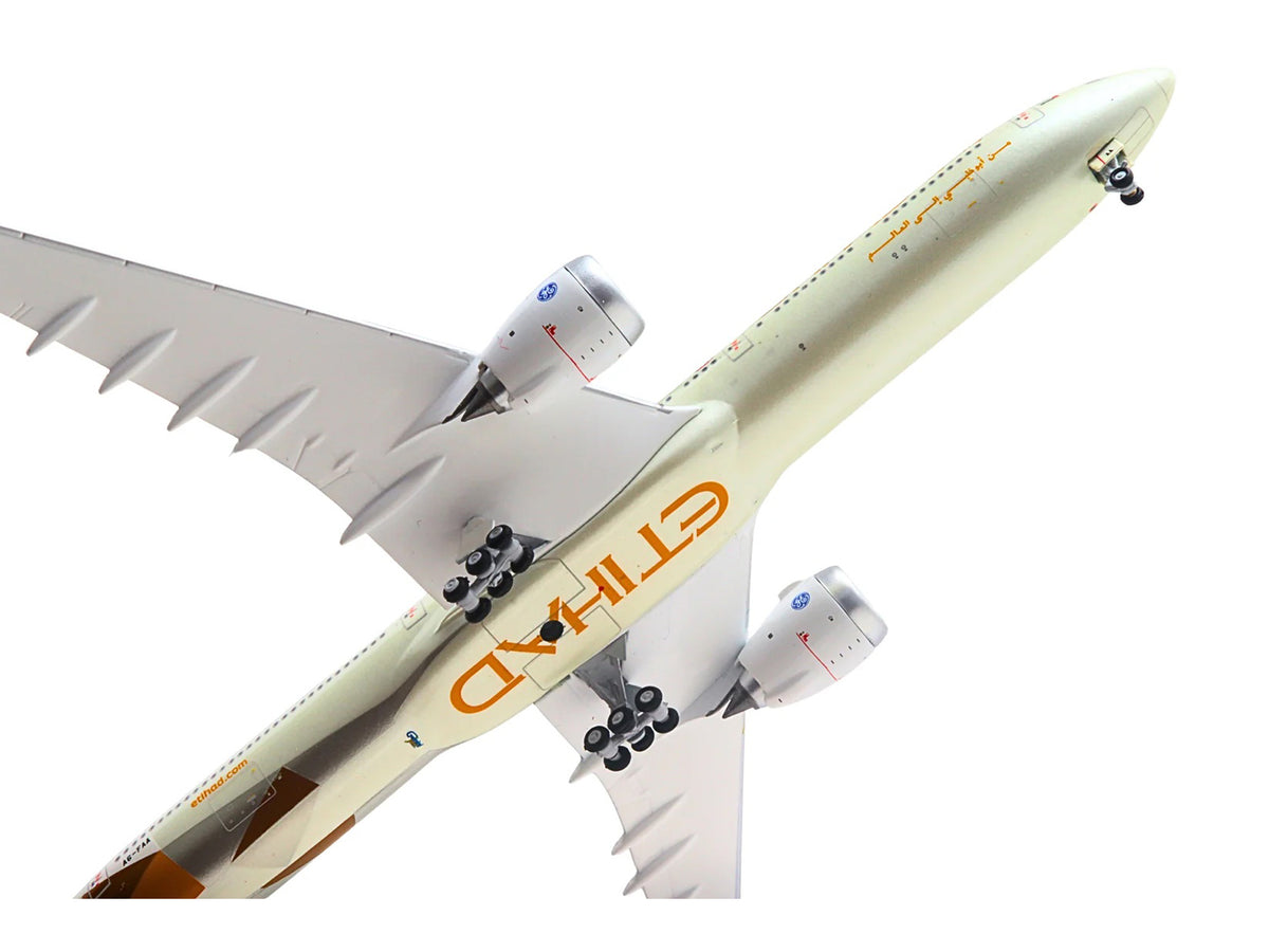 Boeing 777-9 Commercial Aircraft "Etihad Airways" (A6-FAA) Beige with Tail Graphics 1/400 Diecast Model Airplane