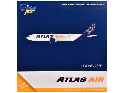 Boeing 777-200LR Commercial Aircraft "Atlas Air" (N703GT) White with Blue Tail 1/400 Diecast Model Airplane