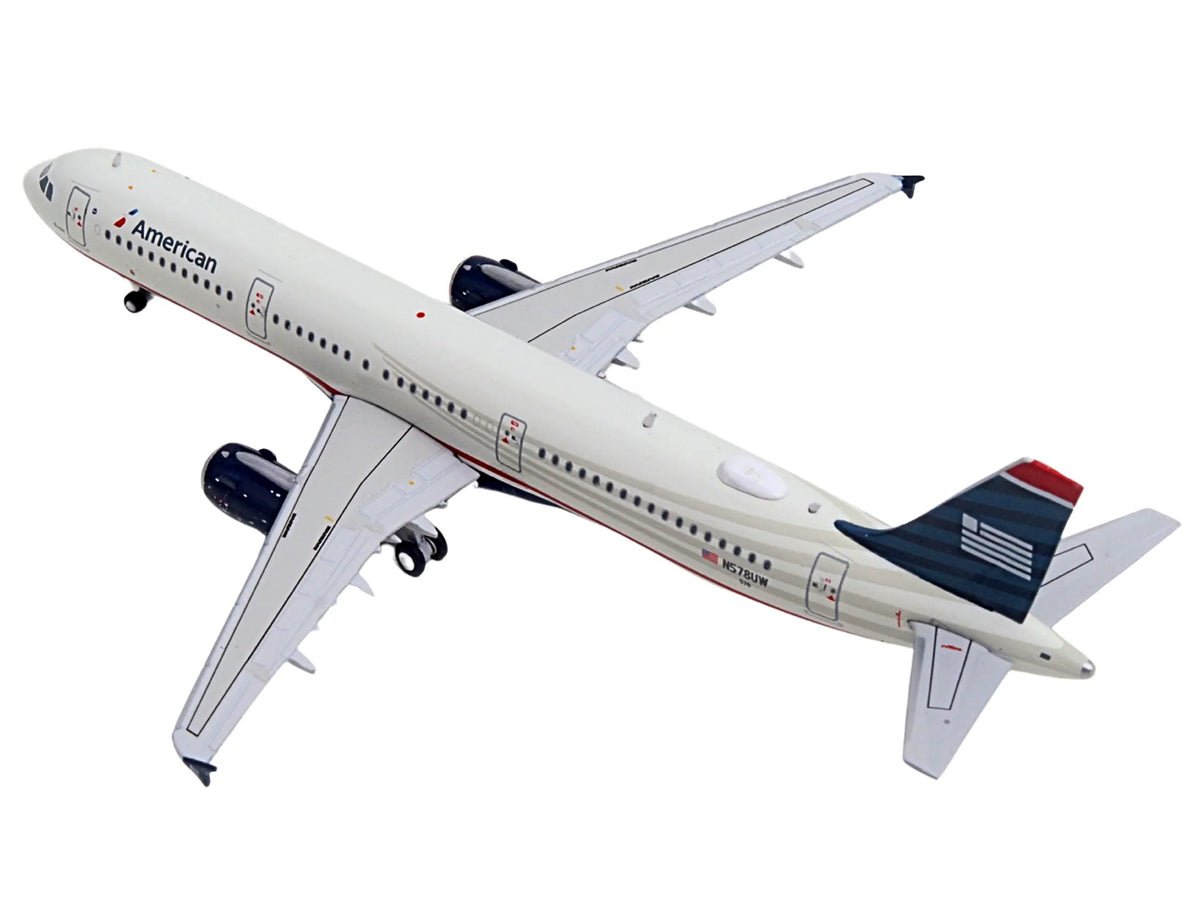 Airbus A321 Commercial Aircraft "American Airlines - US Airways Heritage Jet" (N578UW) White with Blue Tail 1/400 Diecast Model Airplane
