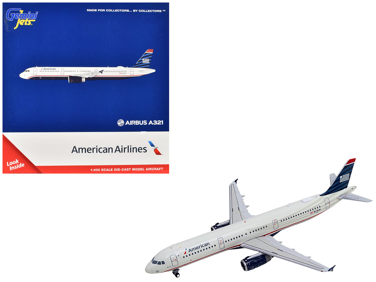 Airbus A321 Commercial Aircraft "American Airlines - US Airways Heritage Jet" (N578UW) White with Blue Tail 1/400 Diecast Model Airplane