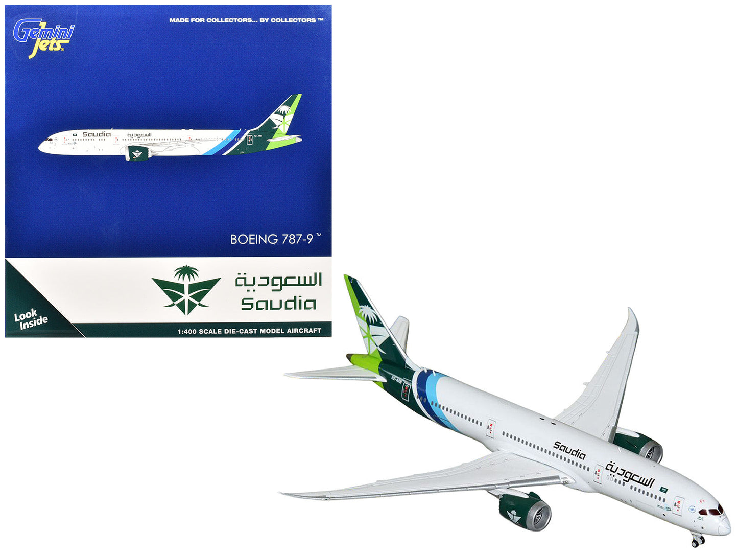 Boeing 787-9 Commercial Aircraft "Saudia Airline" (HZ-ARB) White with Tail Graphics 1/400 Diecast Model Airplane