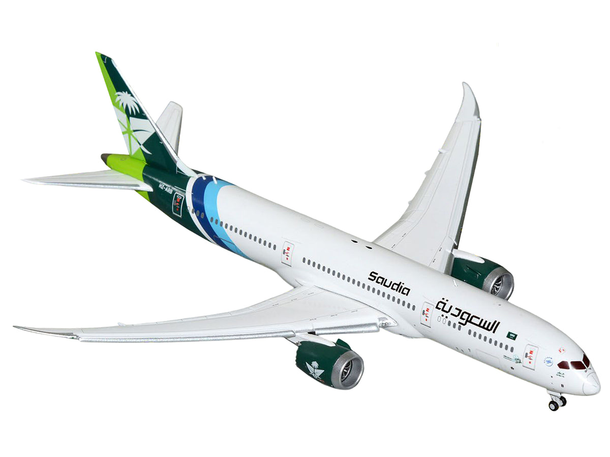 Boeing 787-9 Commercial Aircraft with Flaps Down "Saudia Airline" (HZ-ARB) White with Tail Graphics 1/400 Diecast Model Airplane