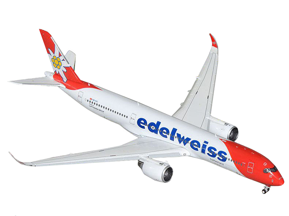 Airbus A350-900 Commercial Aircraft with Flaps Down Configuration "Edelweiss Air" (HB-IHC) White with Red Tail 1/400 Diecast Model Airplane