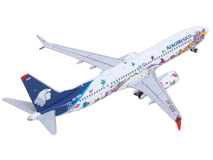 Boeing 737 MAX 9 Commercial Aircraft "Aeromexico - Kukulcan" (XA-GQS) White with Graphics and Blue Tail 1/400 Diecast Model