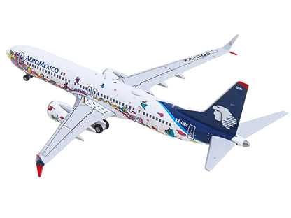 Boeing 737 MAX 9 Commercial Aircraft "Aeromexico - Kukulcan" (XA-GQS) White with Graphics and Blue Tail 1/400 Diecast Model