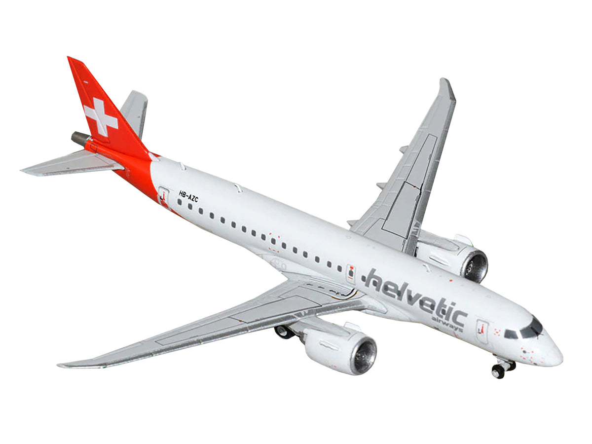 Embraer E190-E2 Commercial Aircraft "Helvetic Airways" (HB-AZC) White with Red Tail 1/400 Diecast Model Airplane