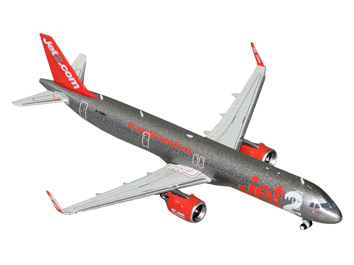Airbus A321neo Commercial Aircraft "Jet2" (G-SUNO) Gray Metallic with Red Tail 1/400 Diecast Model Airplane