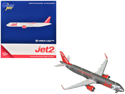 Airbus A321neo Commercial Aircraft "Jet2" (G-SUNO) Gray Metallic with Red Tail 1/400 Diecast Model Airplane