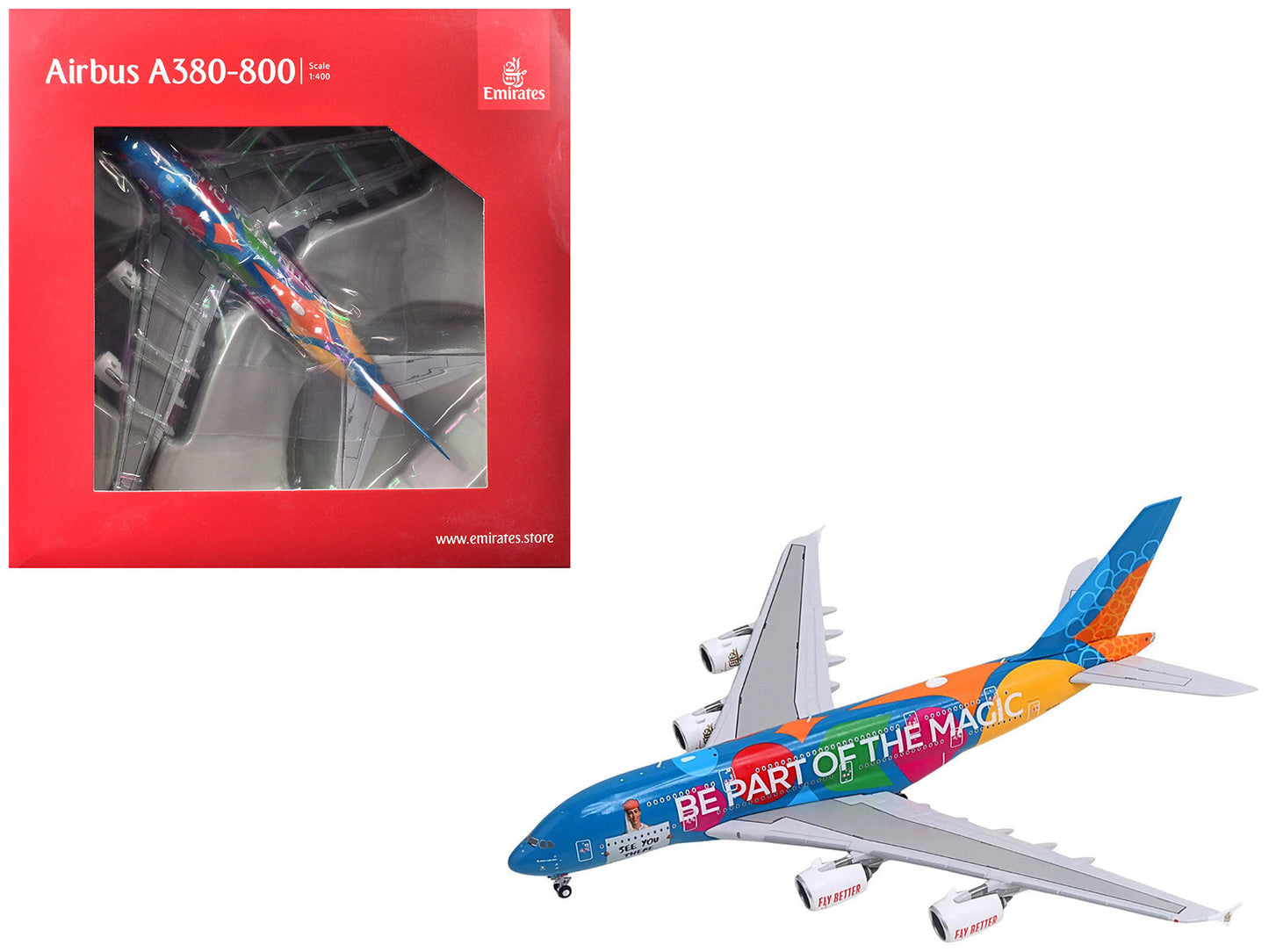 Airbus A380-800 Commercial Aircraft "Emirates Airlines - Destination Dubai" (A6-EES) Blue with Graphics 1/400 Diecast Model Airplane