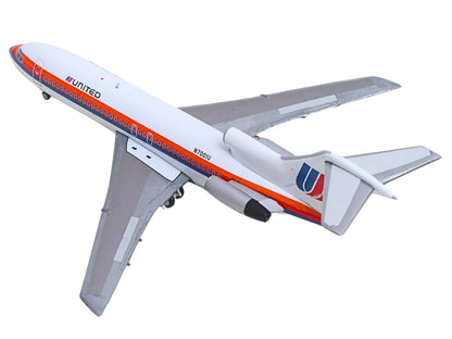 Boeing 727-100 Commercial Aircraft "United Airlines - Saul Bass Livery" (N7001U) White with Stripes 1/400 Diecast Model