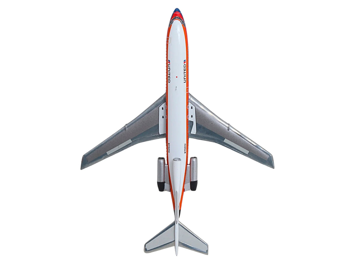Boeing 727-100 Commercial Aircraft "United Airlines - Saul Bass Livery" (N7001U) White with Stripes 1/400 Diecast Model