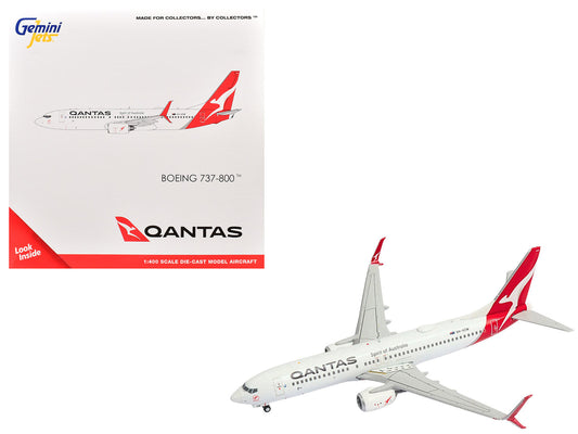 Boeing 737-800 Commercial Aircraft "Qantas Airways" (VH-VZW) White with Red Tail 1/400 Diecast Model Airplane
