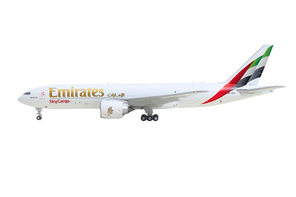 Boeing 777F Commercial Aircraft "Emirates SkyCargo" (A6-EFV) White with Striped Tail 1/400 Diecast Model