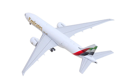 Boeing 777F Commercial Aircraft "Emirates SkyCargo" (A6-EFV) White with Striped Tail 1/400 Diecast Model