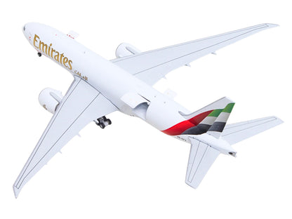 Boeing 777F Commercial Aircraft "Emirates SkyCargo" (A6-EFV) White with Striped Tail "Interactive Series" 1/400 Diecast Model