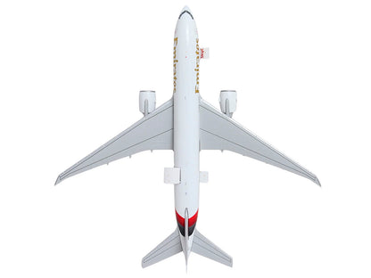 Boeing 777F Commercial Aircraft "Emirates SkyCargo" (A6-EFV) White with Striped Tail "Interactive Series" 1/400 Diecast Model