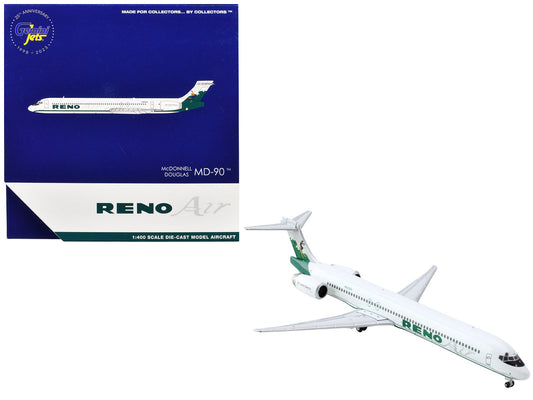 McDonnell Douglas MD-90 Commercial Aircraft "Reno Air" (N905RA) White with Green Tail 1/400 Diecast Model Airplane