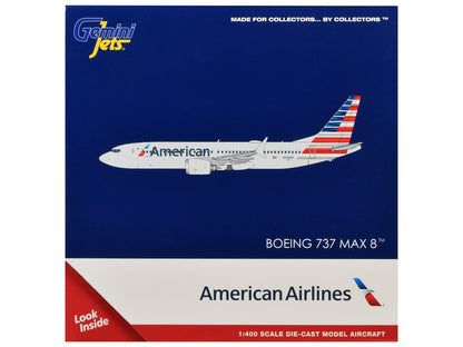 Boeing 737 MAX 8 Commercial Aircraft "American Airlines" (N326RP) Gray with Striped Tail Series 1/400 Diecast Model
