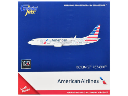 Boeing 737-800 Commercial Aircraft "American Airlines 100th Anniversary 2026" (N840NN) Gray with Tail Stripes 1/400 Diecast Model Airplane