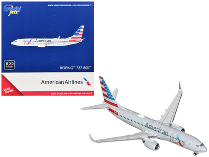 Boeing 737-800 Commercial Aircraft "American Airlines 100th Anniversary 2026" (N840NN) Gray with Tail Stripes 1/400 Diecast Model Airplane