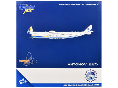 Antonov An-225 Mriya Commercial Aircraft "Antonov Airlines" (UR-82060) White with Blue and Yellow Stripes "Interactive Series" 1/400 Diecast Model