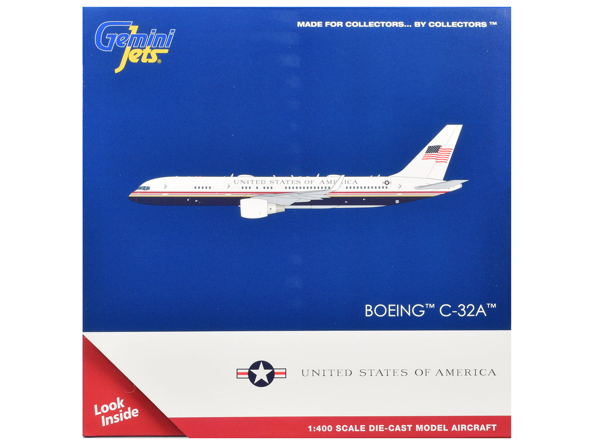 Boeing C-32A Transport Aircraft "Air Force Two - United States of America" (99-0003) White and Blue with Red Stripes 1/400 Diecast Model Airplane