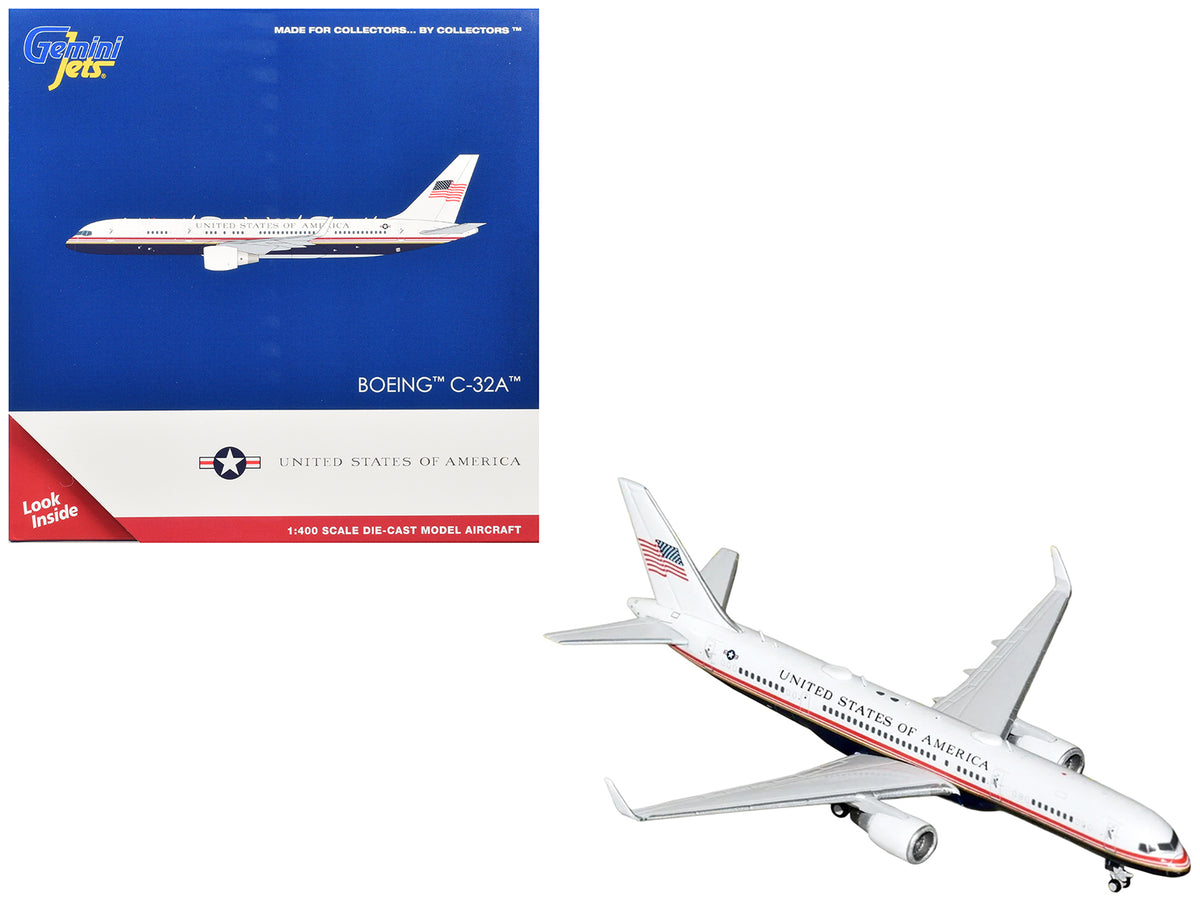 Boeing C-32A Transport Aircraft "Air Force Two - United States of America" (99-0003) White and Blue with Red Stripes 1/400 Diecast Model Airplane
