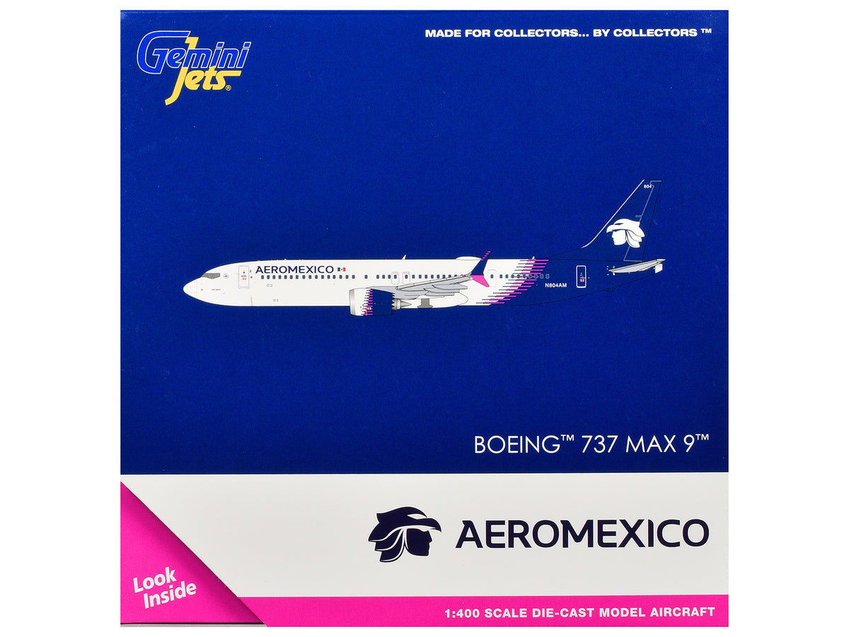 Boeing 737 MAX 9 Commercial Aircraft "Aeromexico" (N804AM) White with Blue Tail 1/400 Diecast Model Airplane