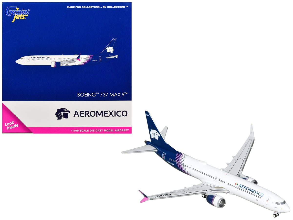 Boeing 737 MAX 9 Commercial Aircraft "Aeromexico" (N804AM) White with Blue Tail 1/400 Diecast Model Airplane