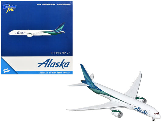 Boeing 787-9 Commercial Aircraft "Alaska Airlines" (N784HA) White with Blue and Green Tail 1/400 Diecast Model